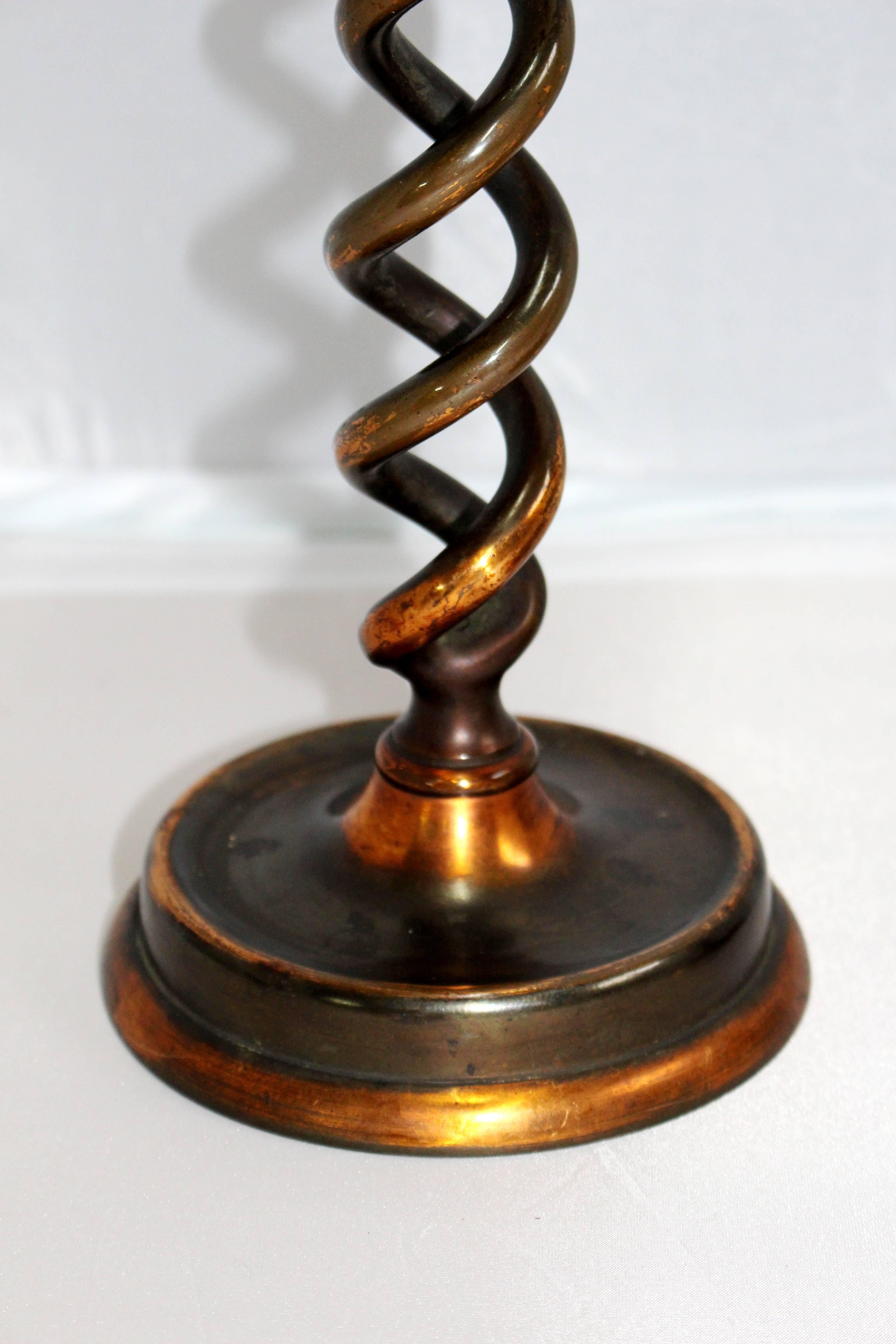 Pair of Late Victorian Barley Twist Candle Sticks For Sale 2
