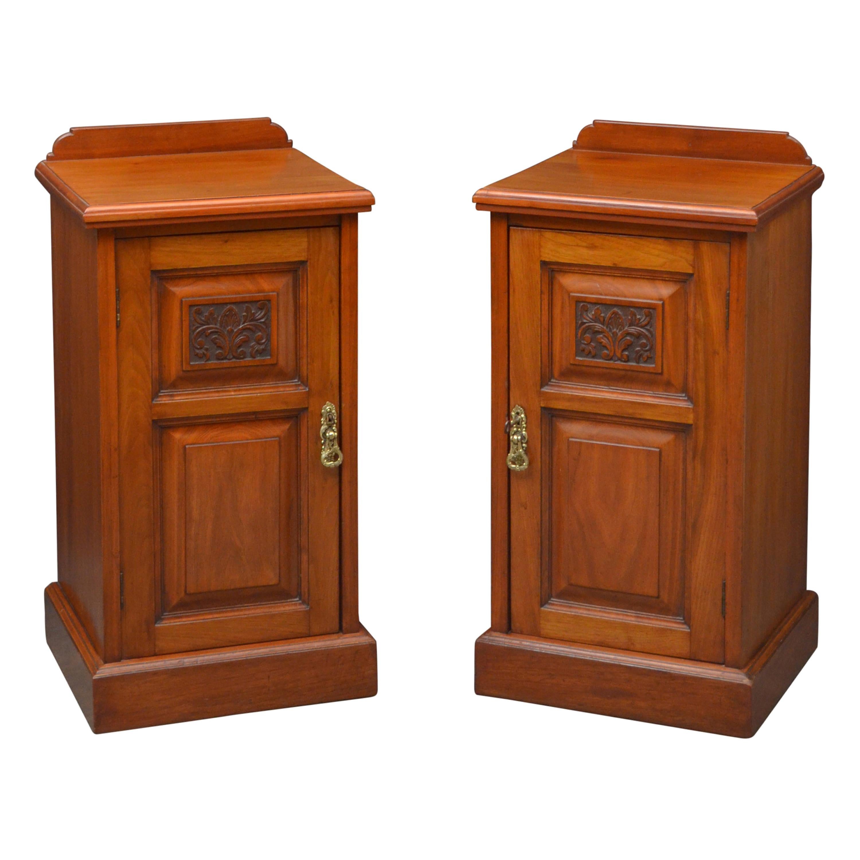 Pair of Deco Burl Wood Bedside with Bakelite Handles at 1stDibs