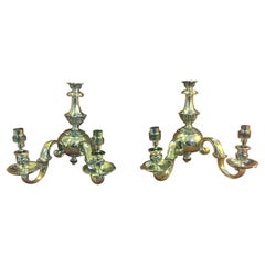 Pair of Late Victorian Brass Wall Lights