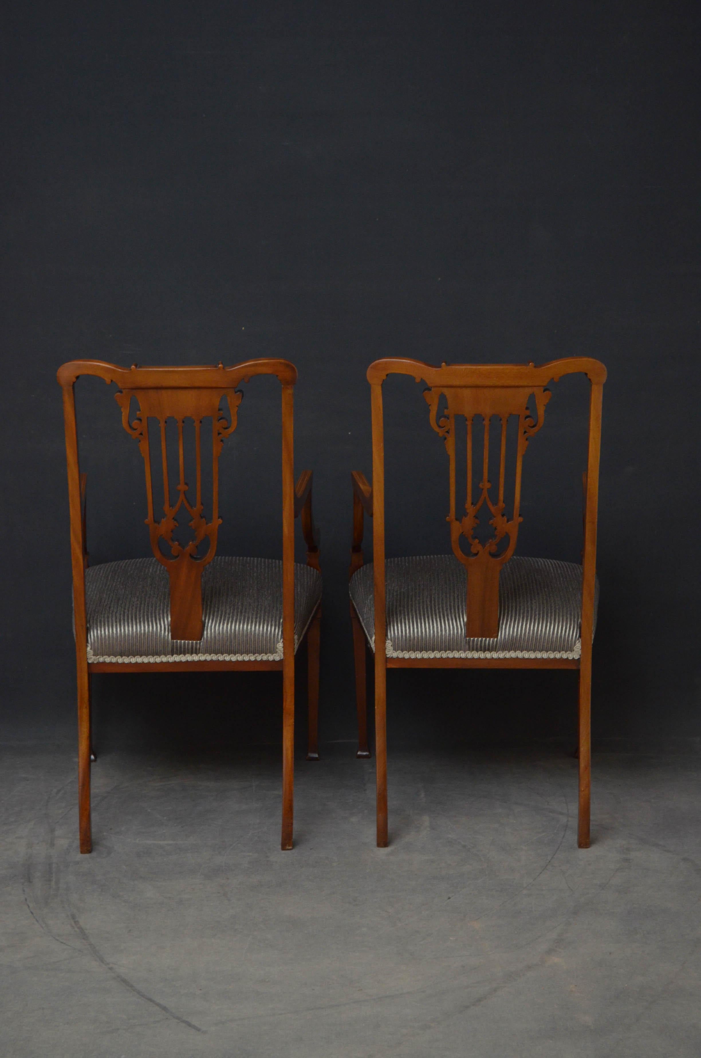 Pair of Late Victorian Carver Chairs in Mahogany 4