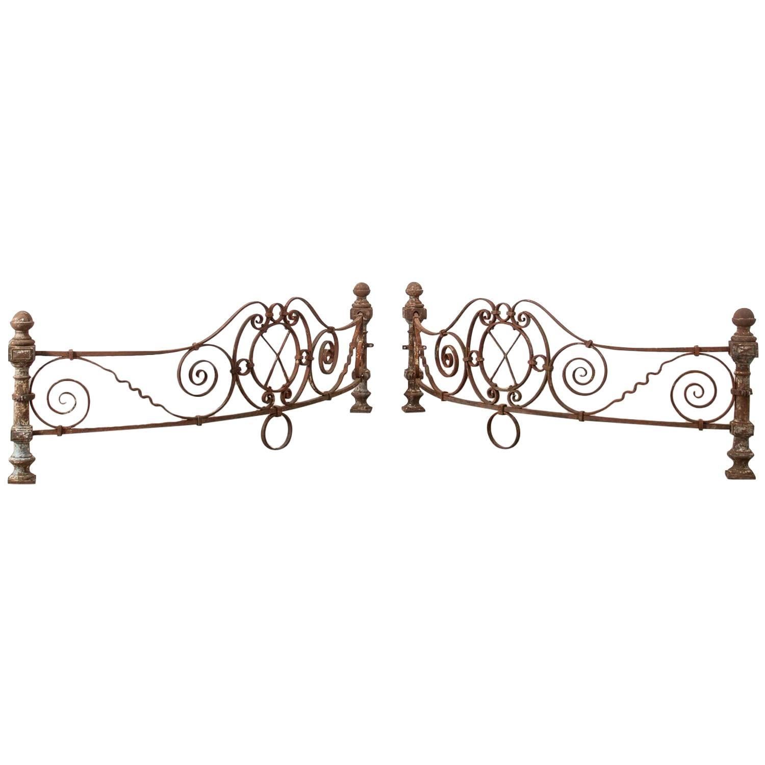 Pair of Late Victorian Curved Ironwork Pieces For Sale