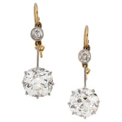 Par de Pendientes Victorianos Tardíos con Gota de Diamantes