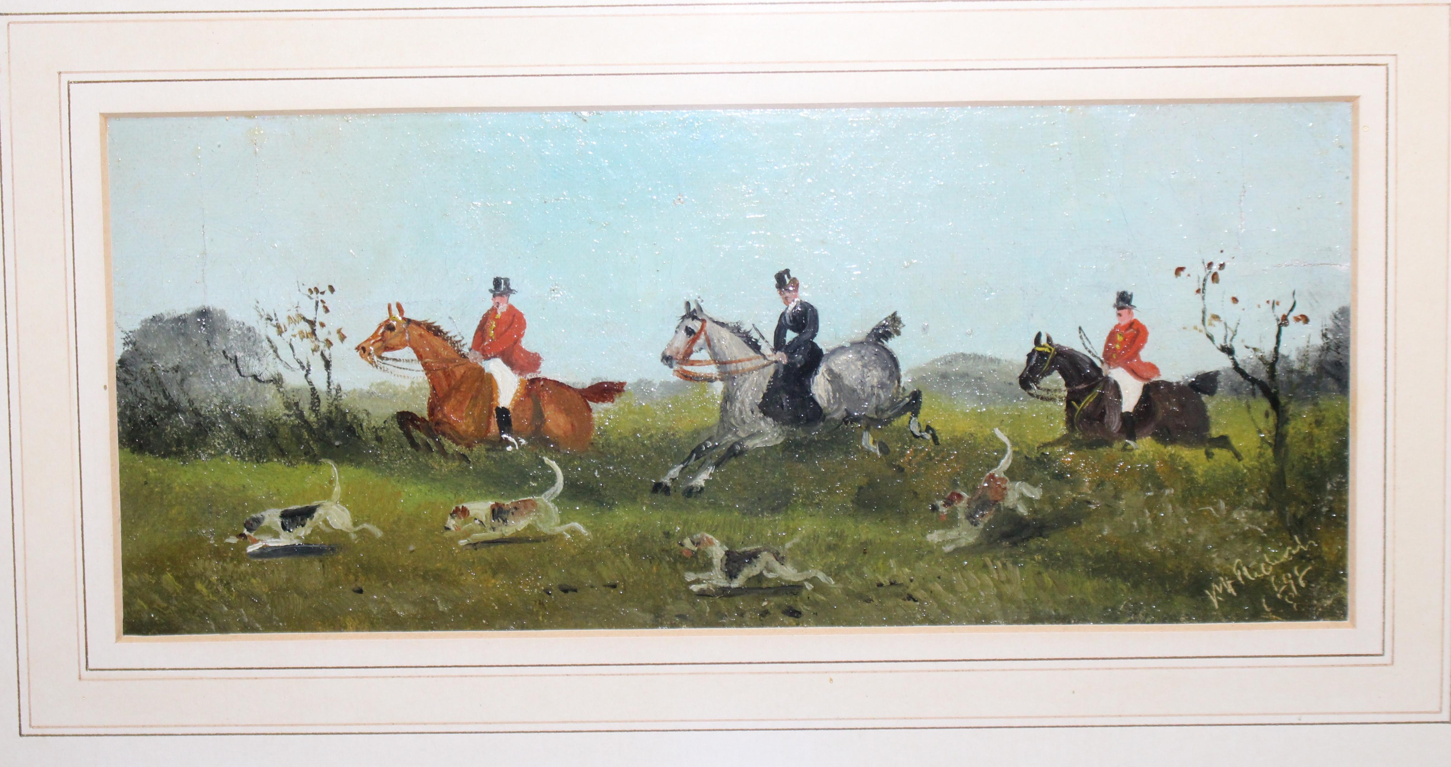 Pair of Late Victorian Fox Hunting Paintings In Good Condition For Sale In Worcester, Worcestershire