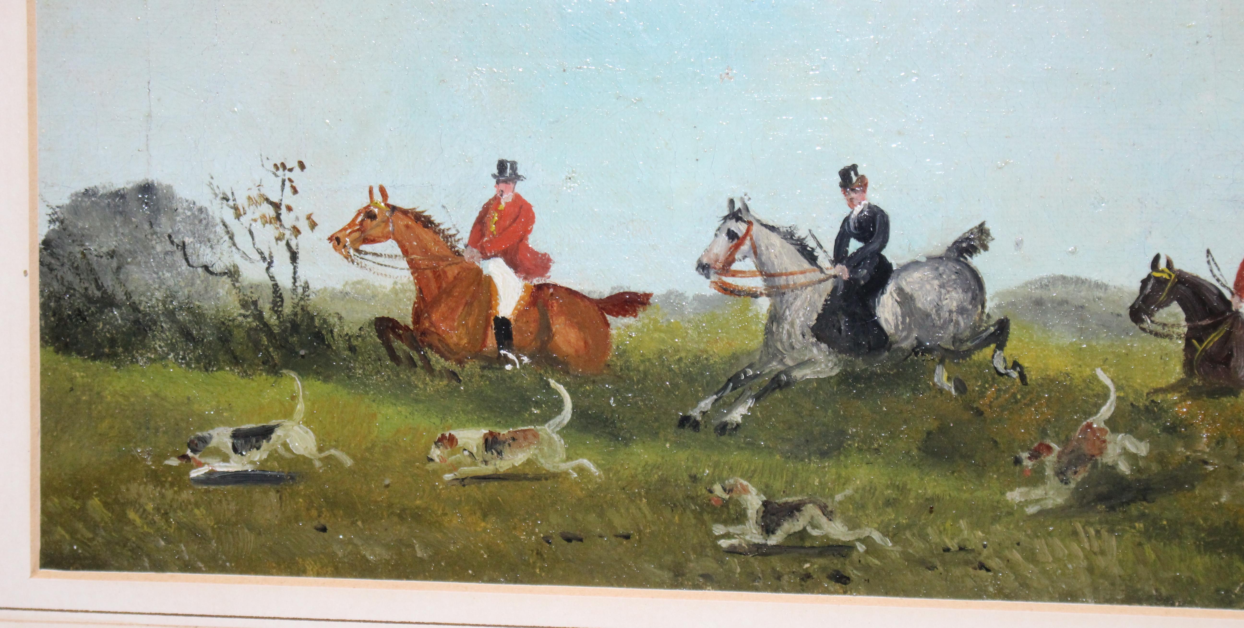 Pair of Late Victorian Fox Hunting Paintings For Sale 1