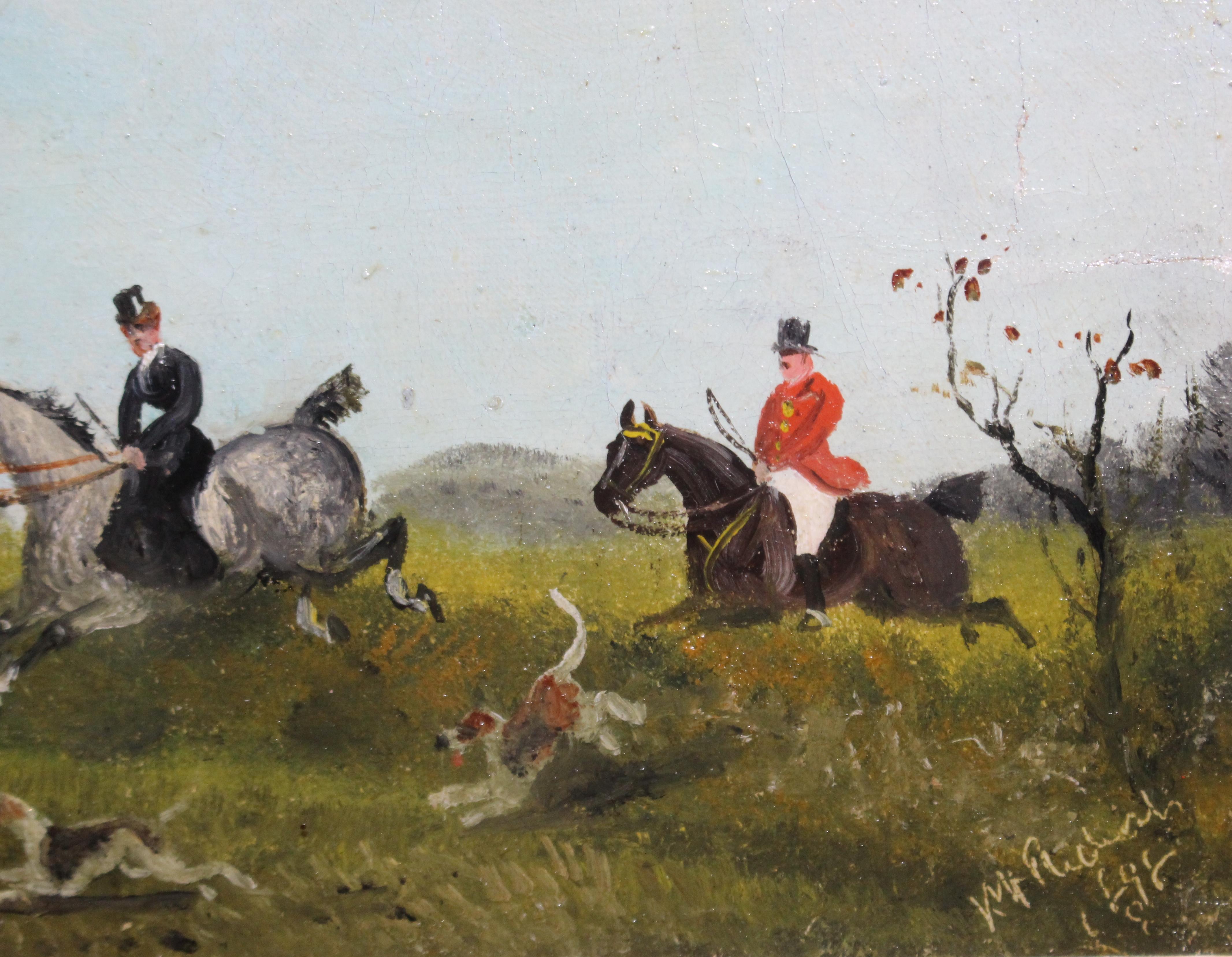 Pair of Late Victorian Fox Hunting Paintings For Sale 2