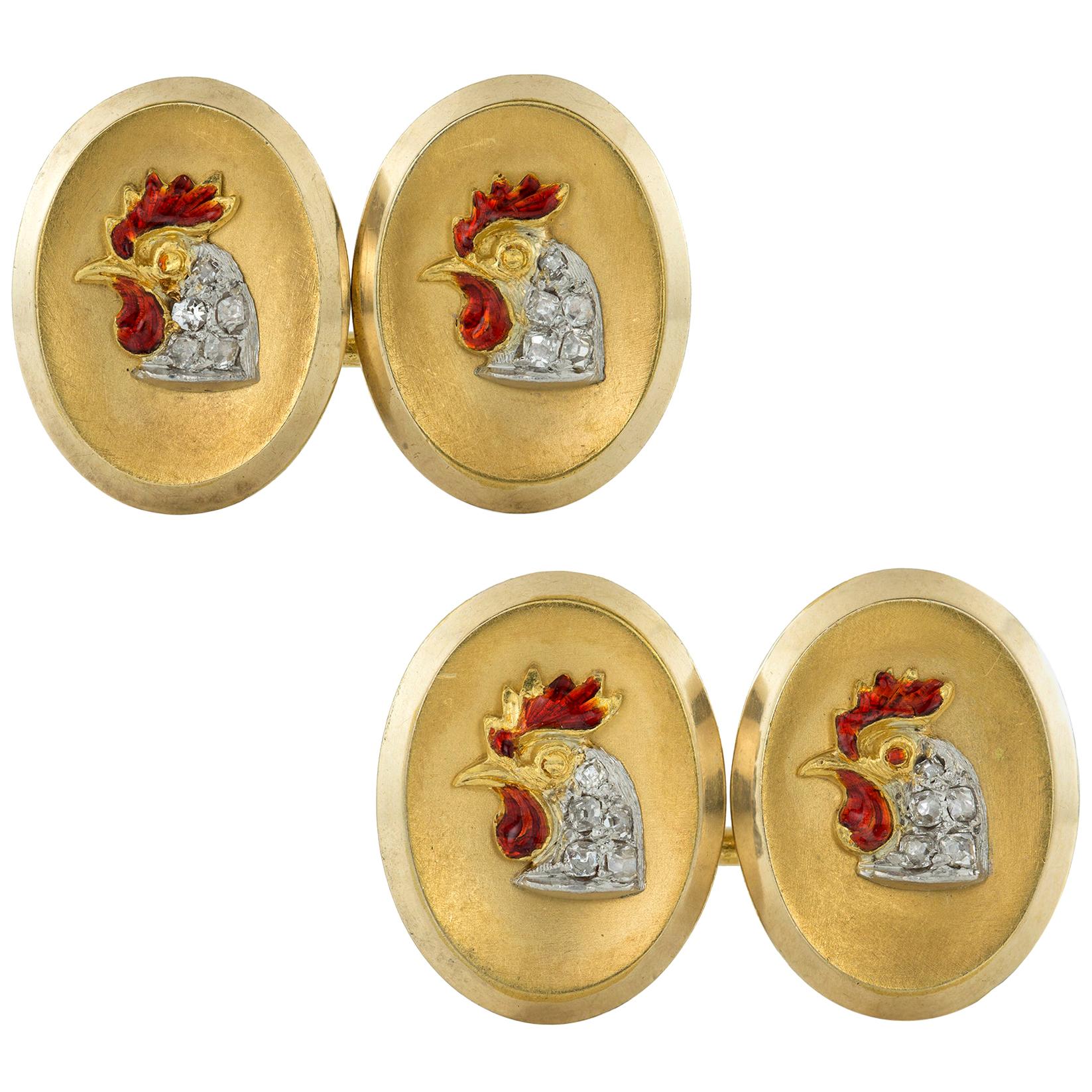 Pair of Late Victorian Rooster Cufflinks