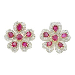 Pair of Late Victorian Ruby and Diamond Earrings