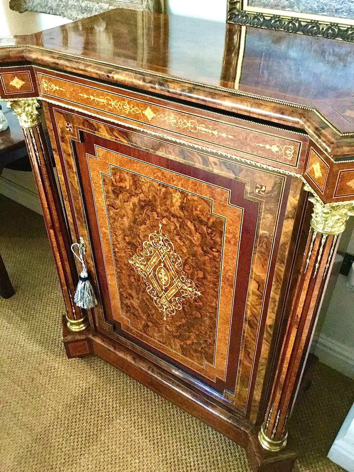Marquetry Pair of Late Victorian Side Cabinets, circa 1880