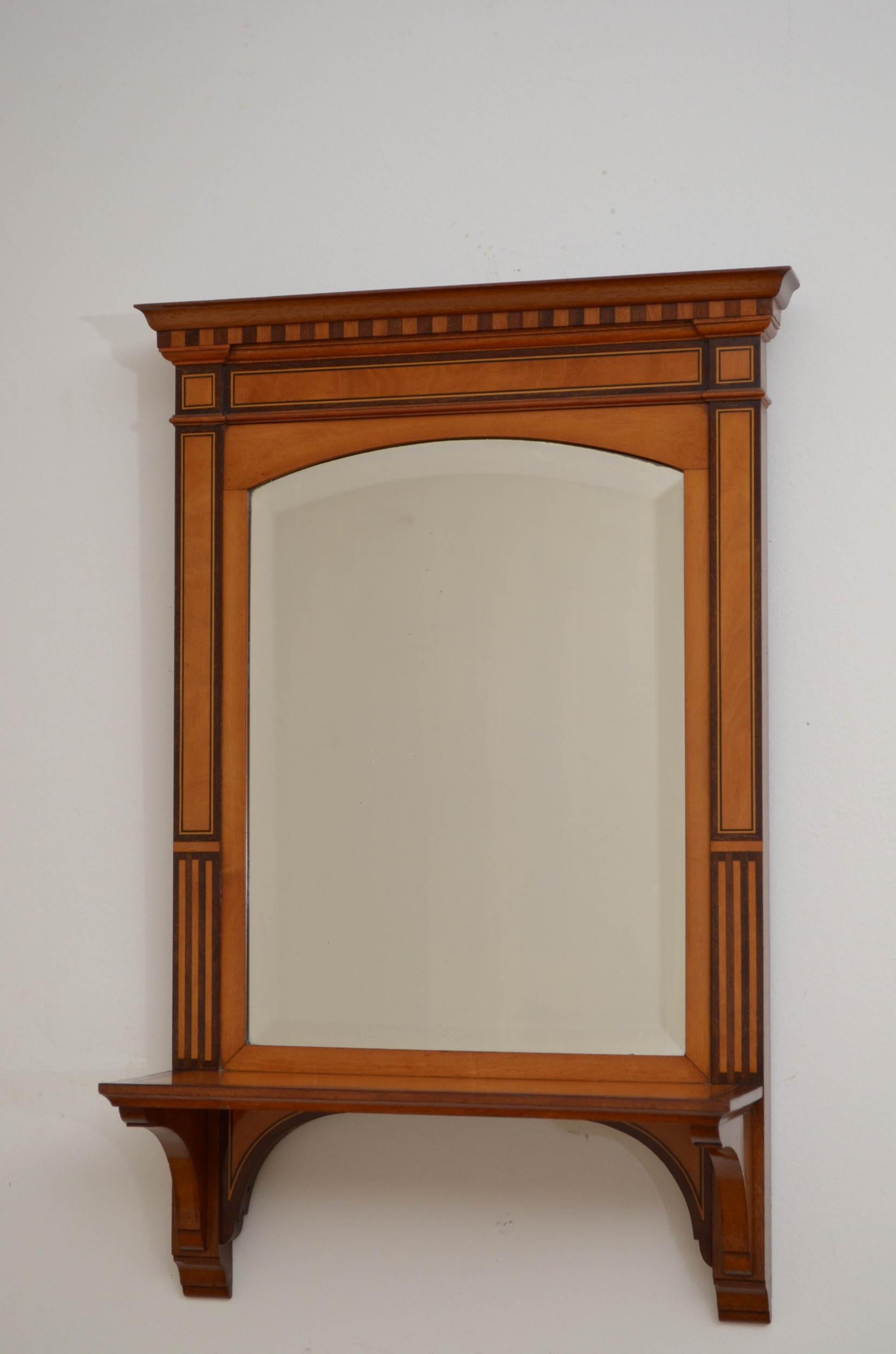British Pair of Late Victorian Wall Mirrors in Satinwood
