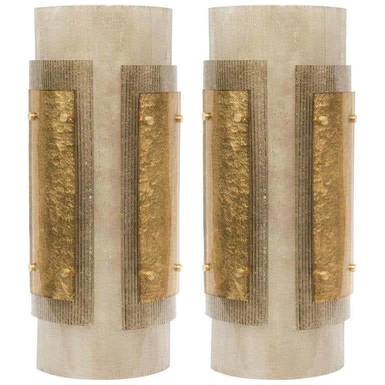 Pair of Laterali Wall Sconce in Murano Glass For Sale 1