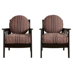 Pair of Lattice Wood Armchairs
