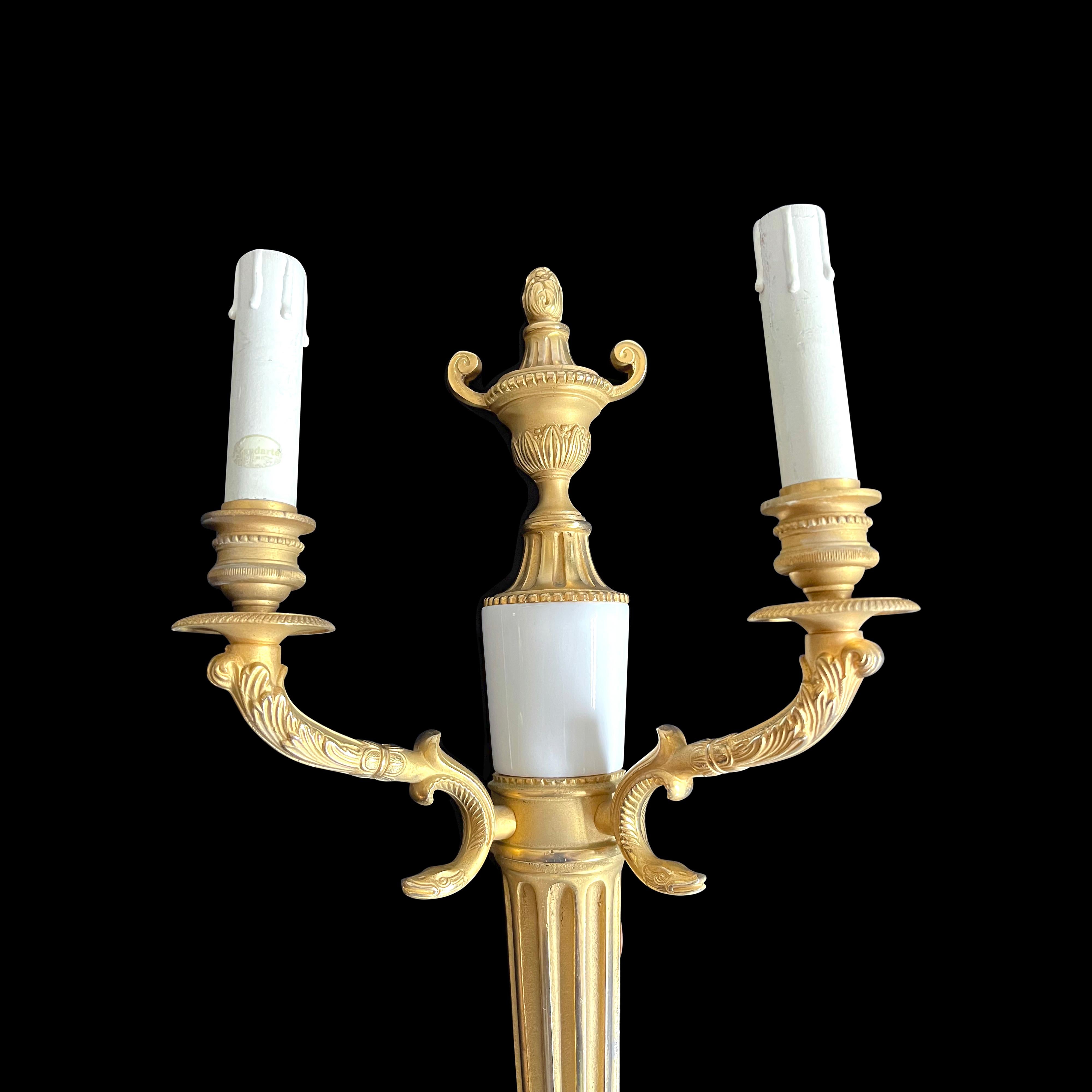 Pair of Laudarte Tania Empire Style Wall Lights, Ancient Gold 24k In Good Condition For Sale In Southall, GB