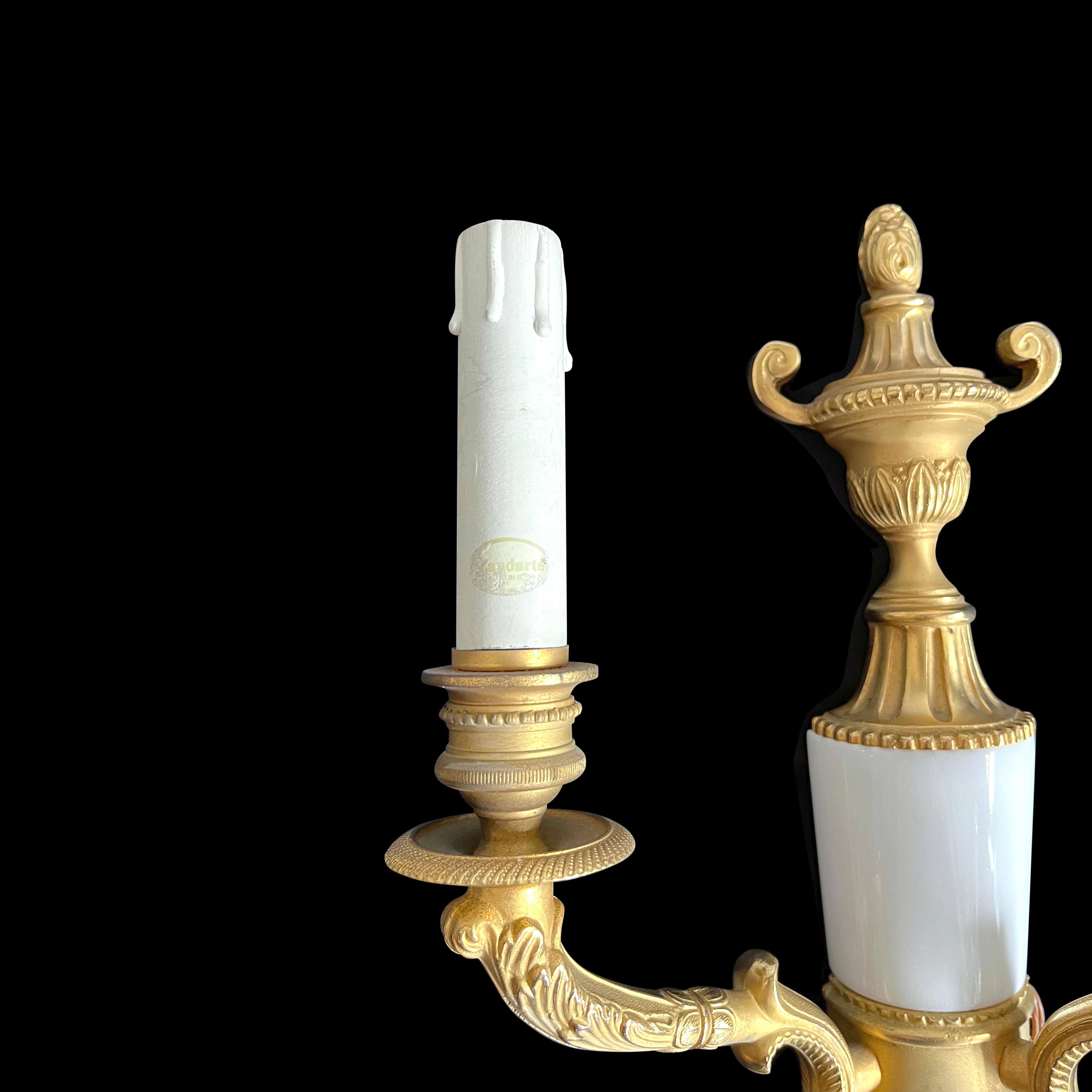 20th Century Pair of Laudarte Tania Empire Style Wall Lights, Ancient Gold 24k For Sale
