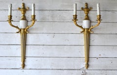 Pair of Laudarte Tania Empire Style Wall Lights, Ancient Gold 24k