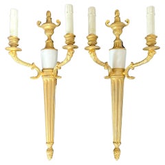 Pair of Laudarte Tania Empire Style Wall Lights, Ancient Gold 24k