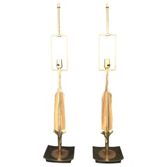Pair of Laurel Brass Table Lamps Mid-Century Modern Having Sword Form