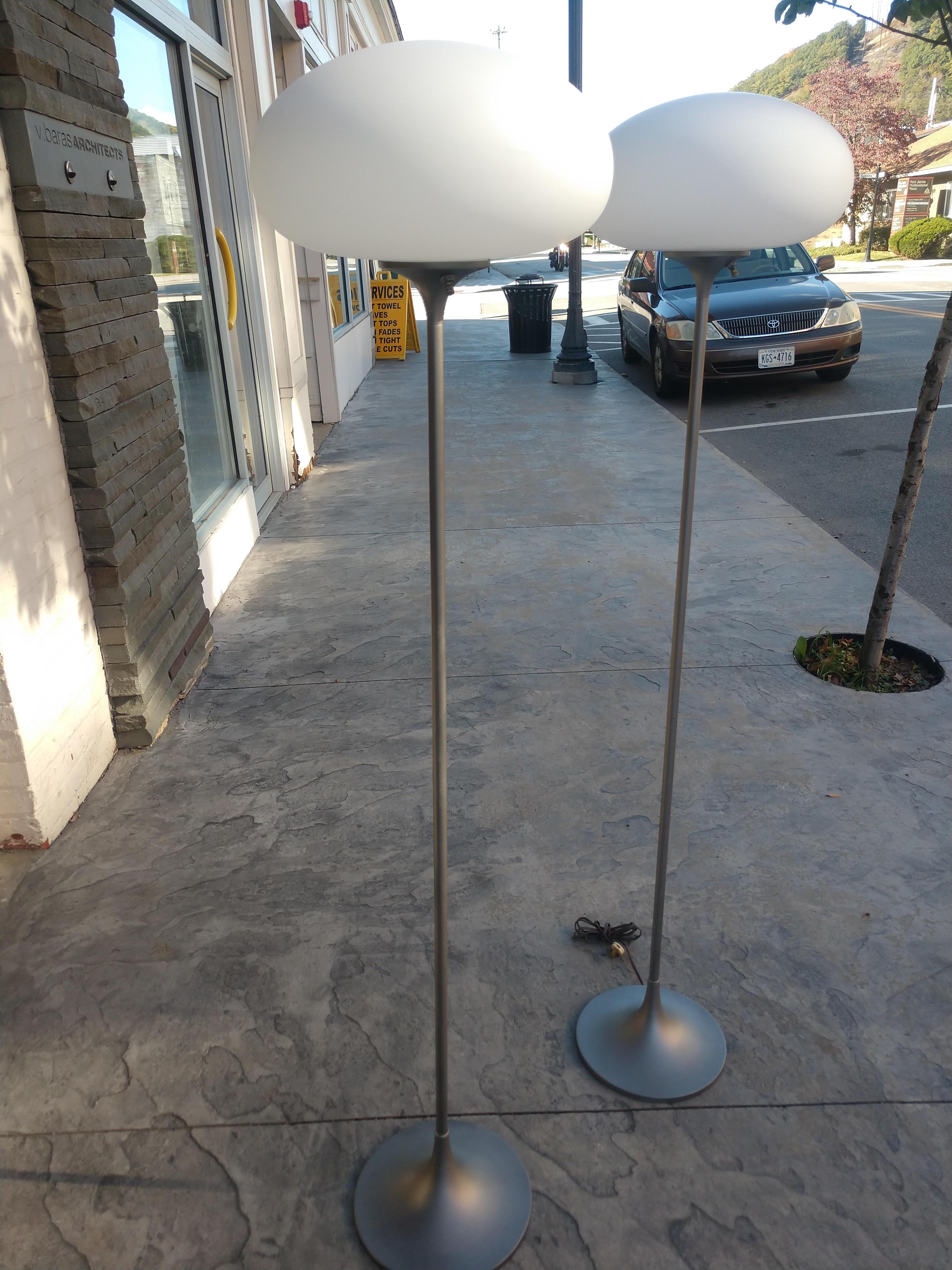 Steel Pair of Laurel Mid-Century Modern Sculptural Mushroom Floor Lamps