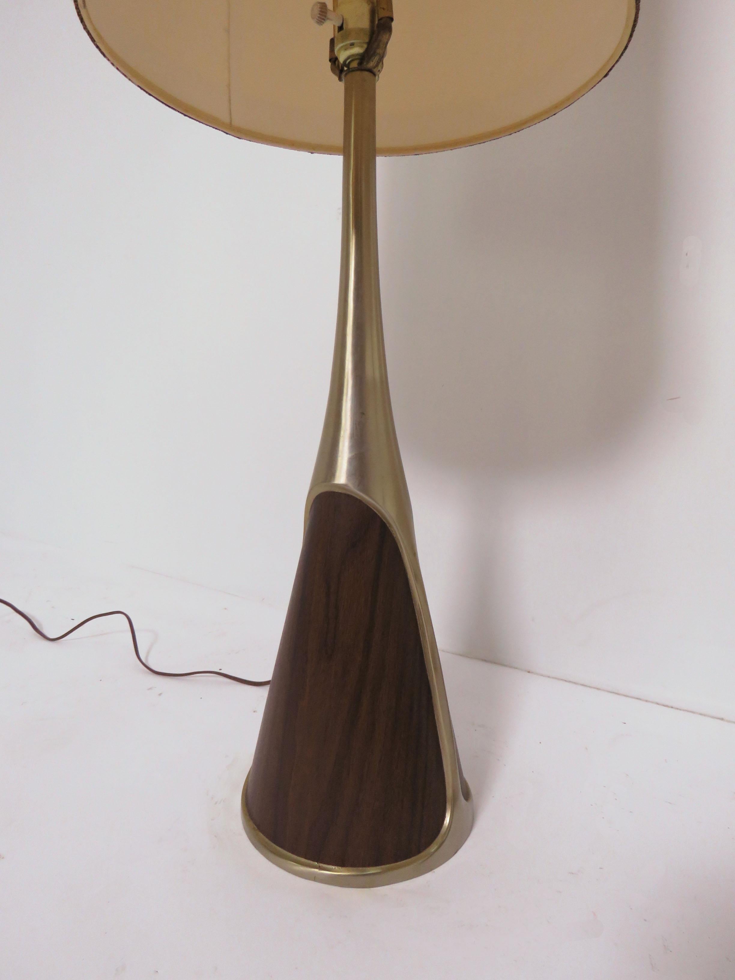 Pair of Laurel Table Lamps with Teak Panels, circa 1960s In Good Condition In Peabody, MA