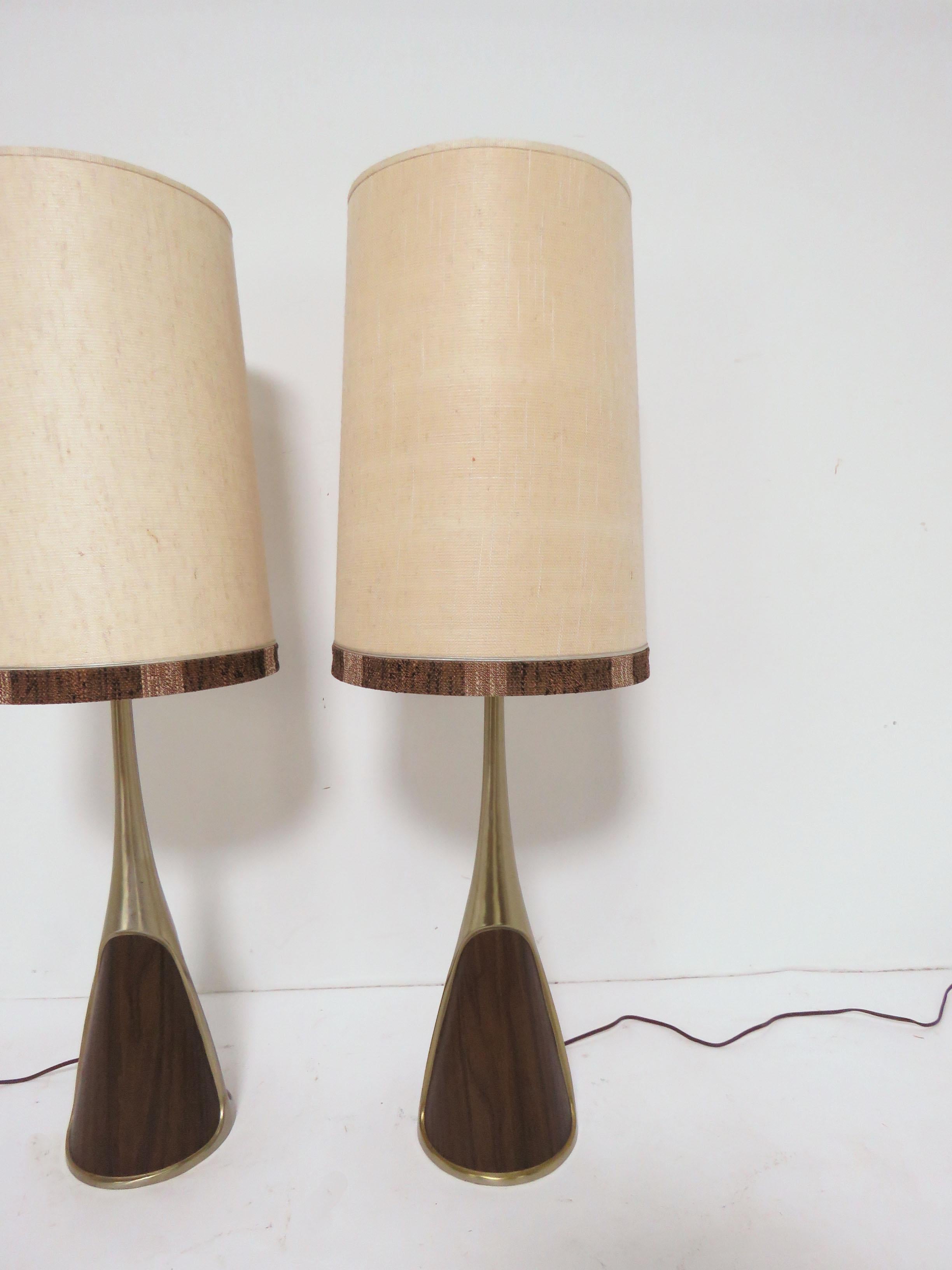 Pair of Laurel Table Lamps with Teak Panels, circa 1960s 1