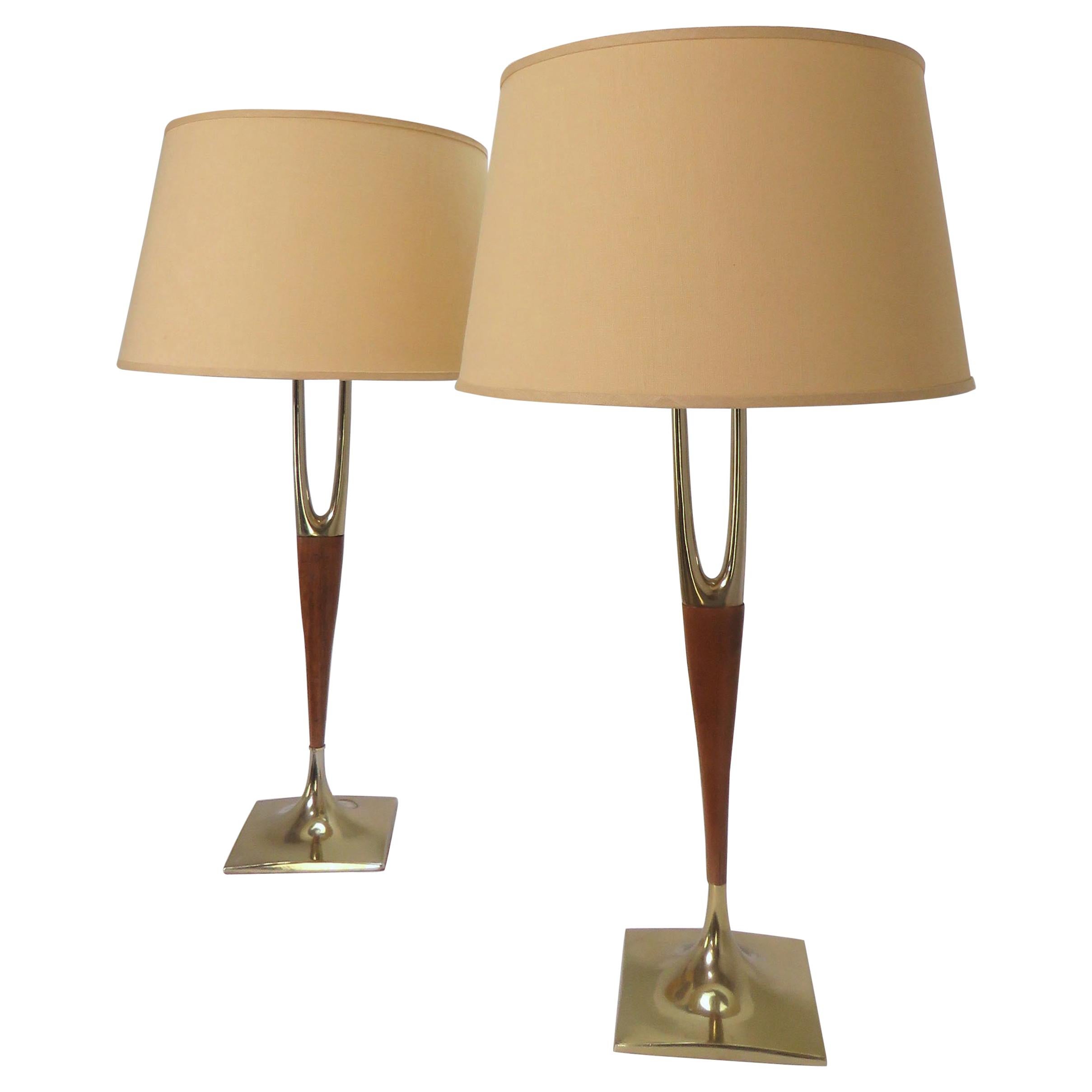 Pair of Laurel Wishbone Table Lamps, circa 1960s