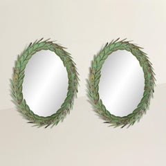 Pair of Laurel Wreath Framed Mirrors