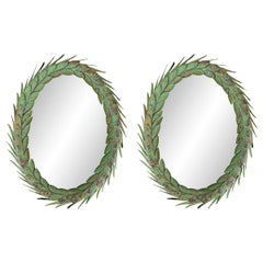 Pair of Laurel Wreath Framed Mirrors