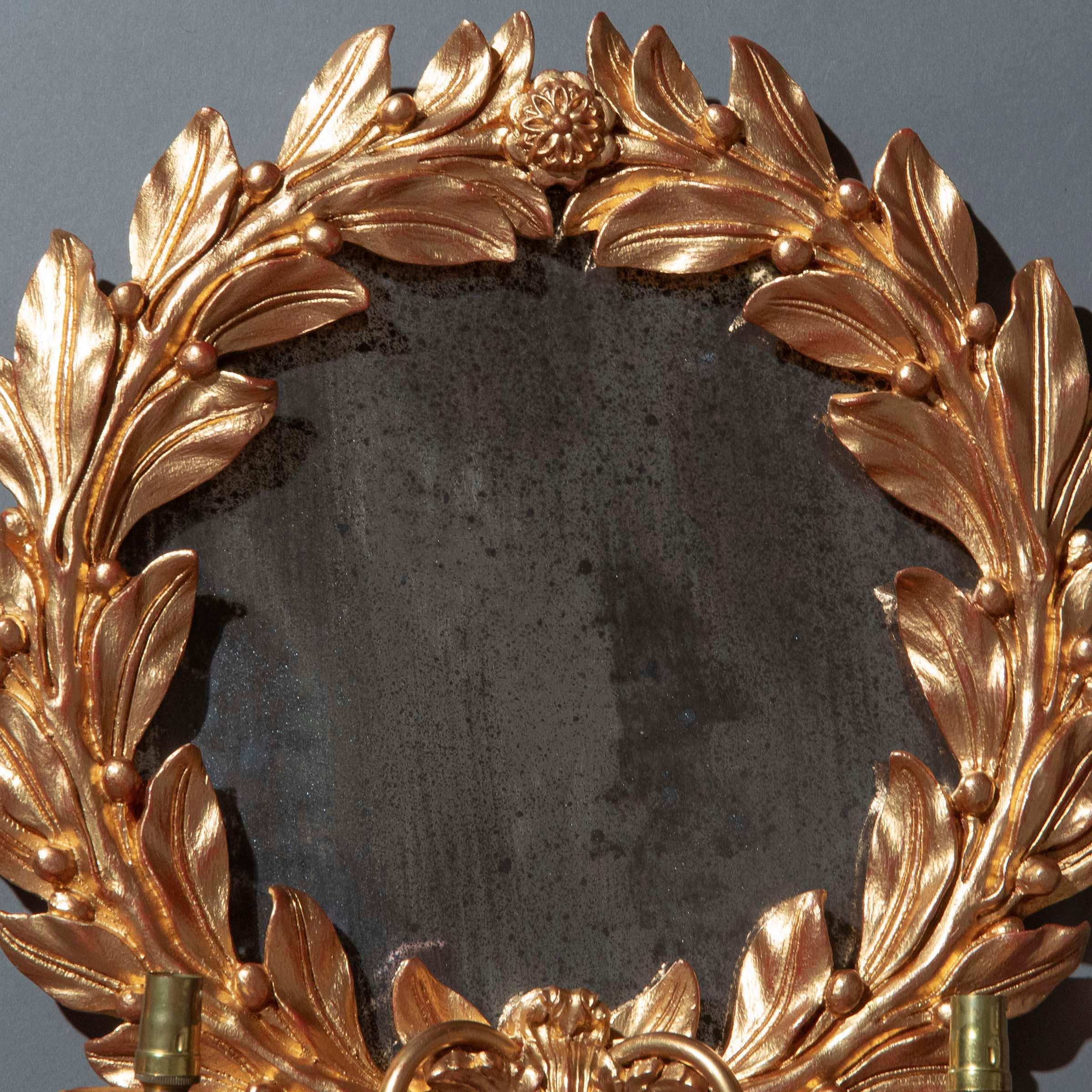 Pair of Laurel Wreath Wall Lights Hollywood Regency Style 1