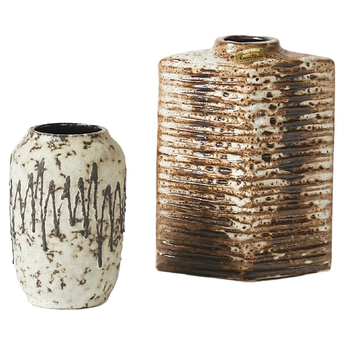 Paire de vases en poterie de lave de Carstens, Allemagne, années 1960 en vente