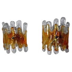 Pair of "Lava" Sconces by Mazzega Murano, 1960
