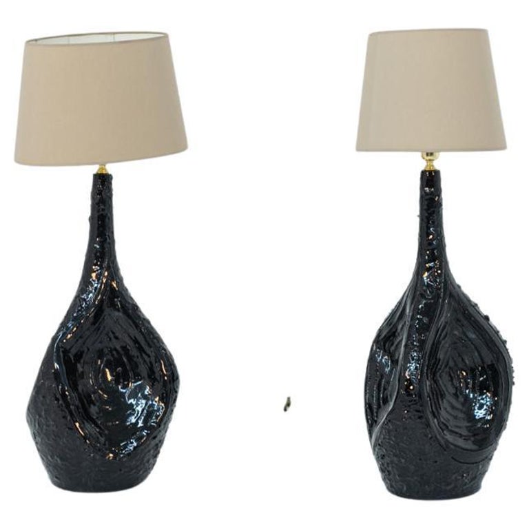 Pair of Lava Stone Table or Floor Lamps For Sale at 1stDibs