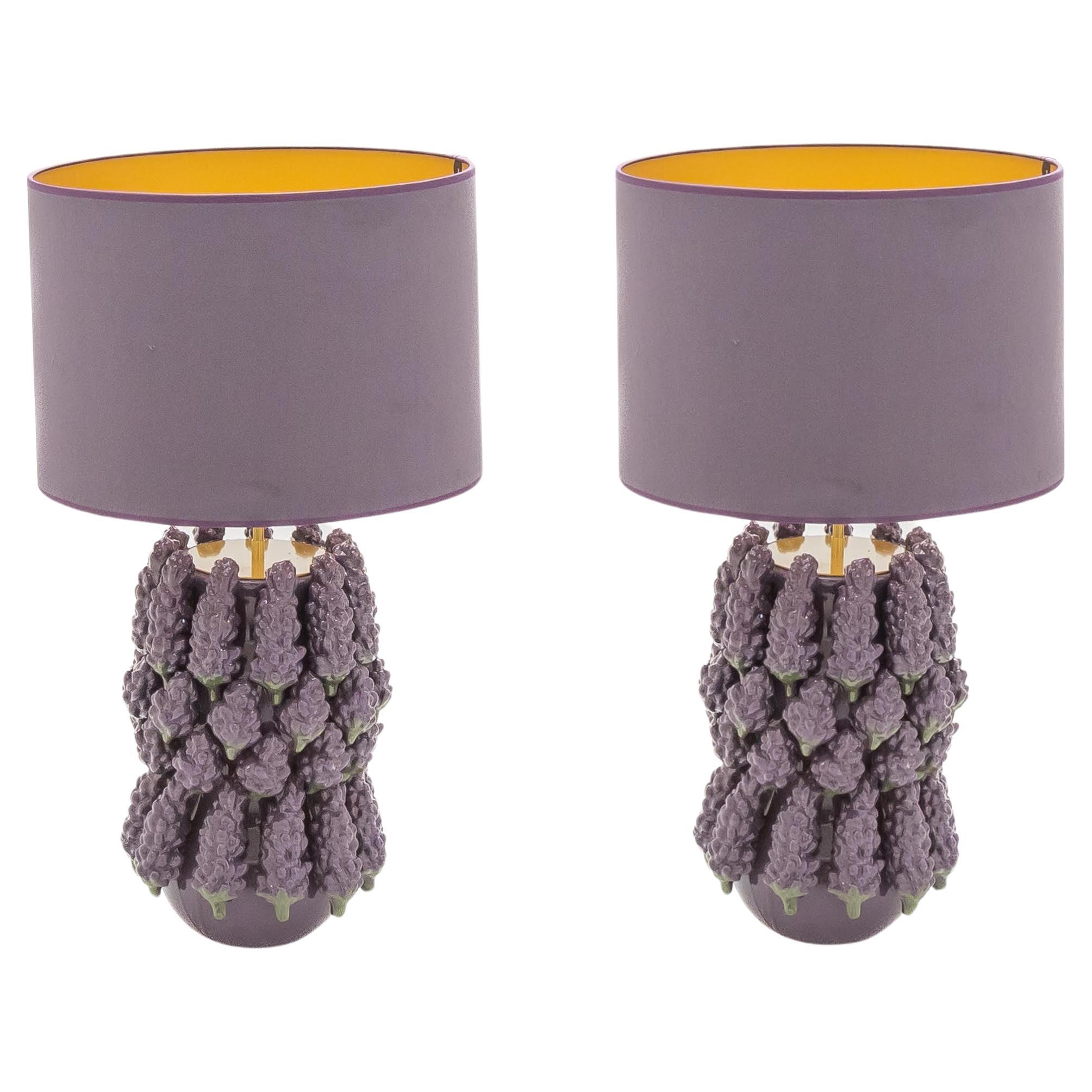 Paar des 21. Jahrhunderts  Original Keramik-Tischlampen „Lavander“ im Angebot