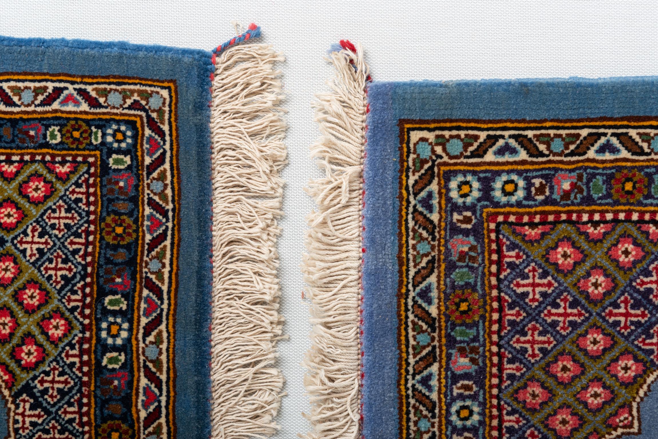 Hand-Knotted Pair of Lavender Indian Carpets For Sale