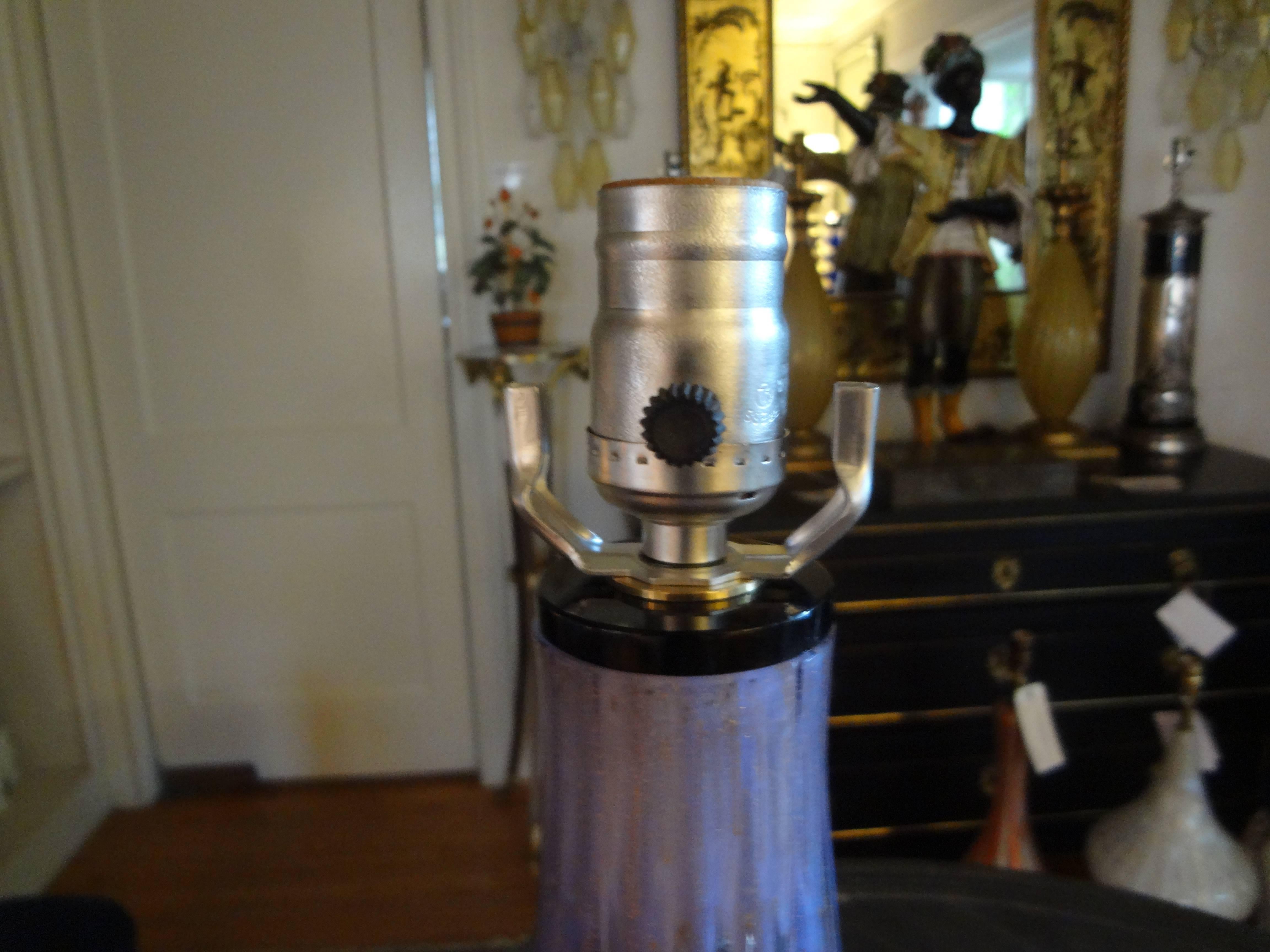 Italian Pair of Lavender Murano Glass Lamps