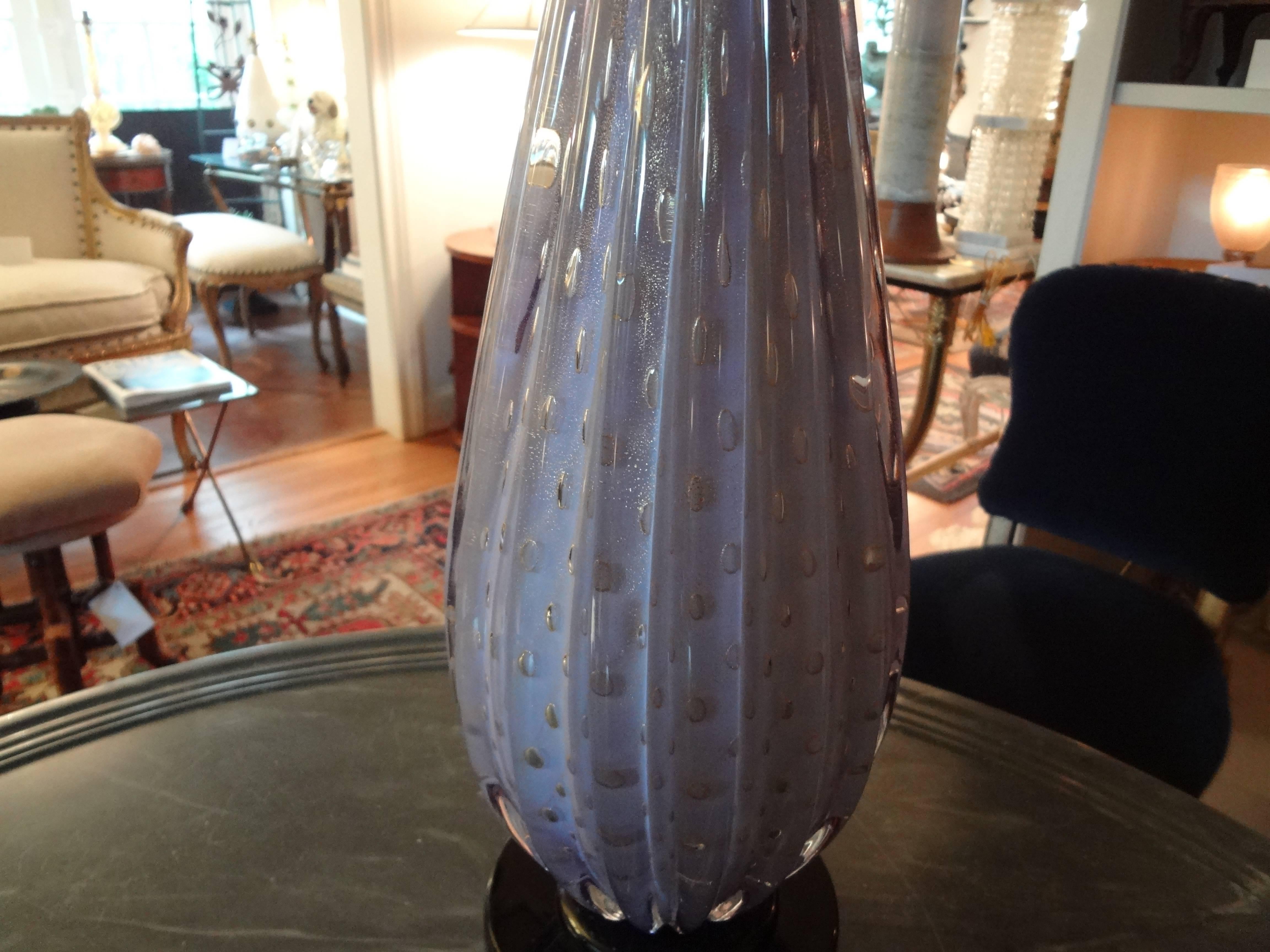 Pair of Lavender Murano Glass Lamps 1
