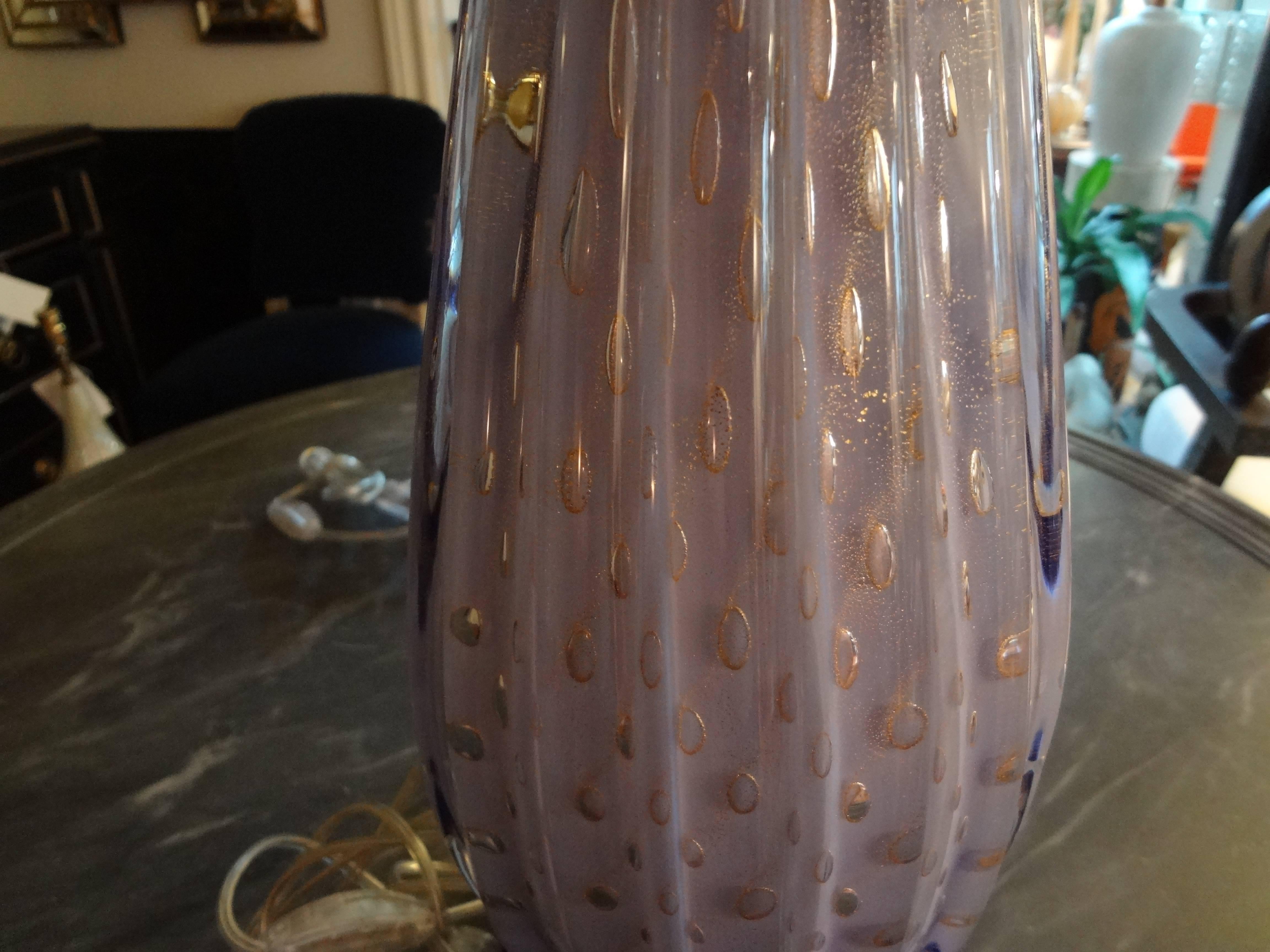 Pair of Lavender Murano Glass Lamps 2