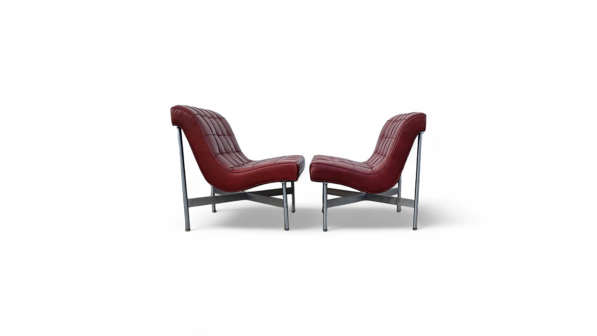 Pair of Laverne Leather Lounge Chairs For Sale 6