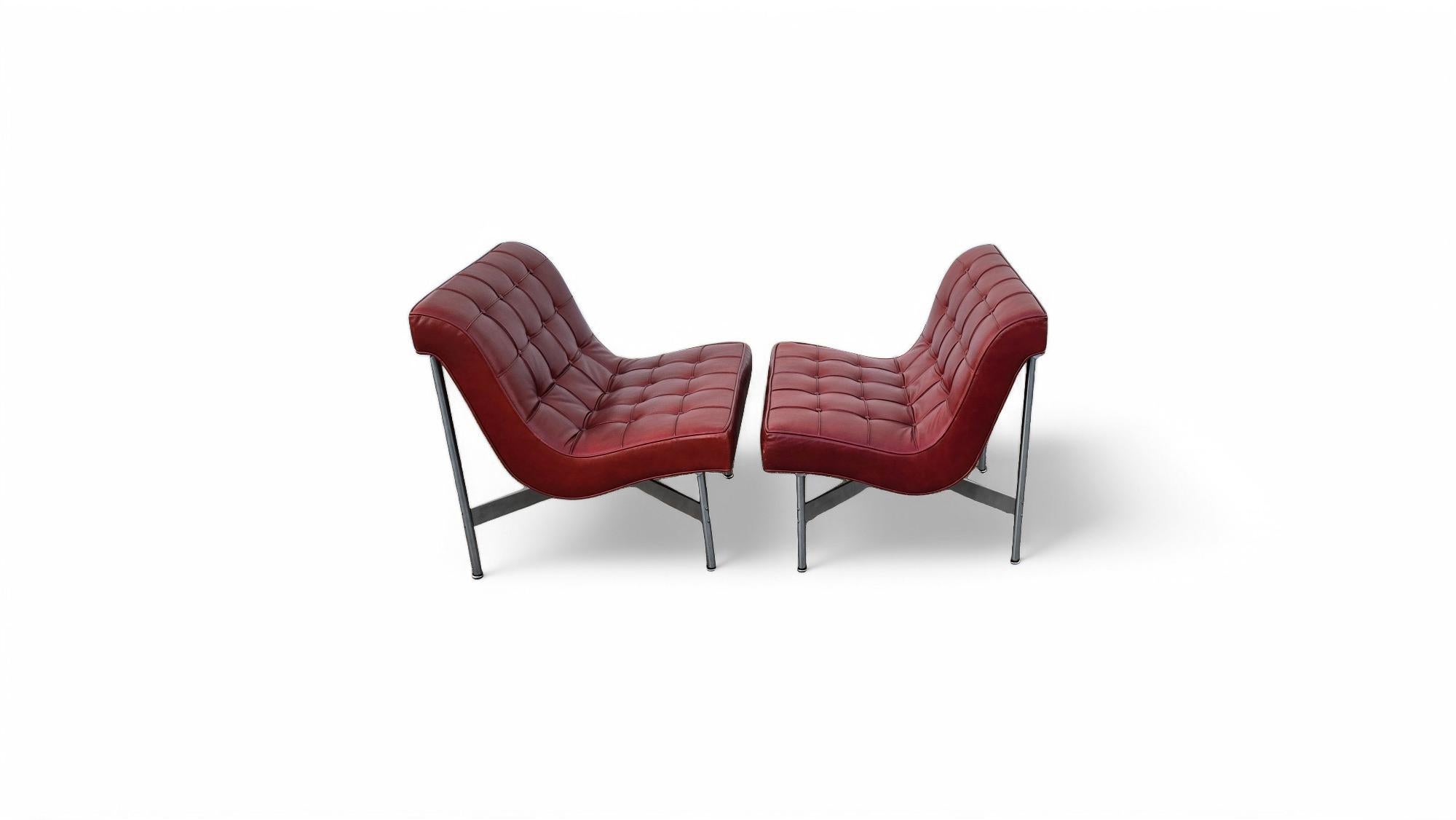 Pair of Laverne Leather Lounge Chairs For Sale 7