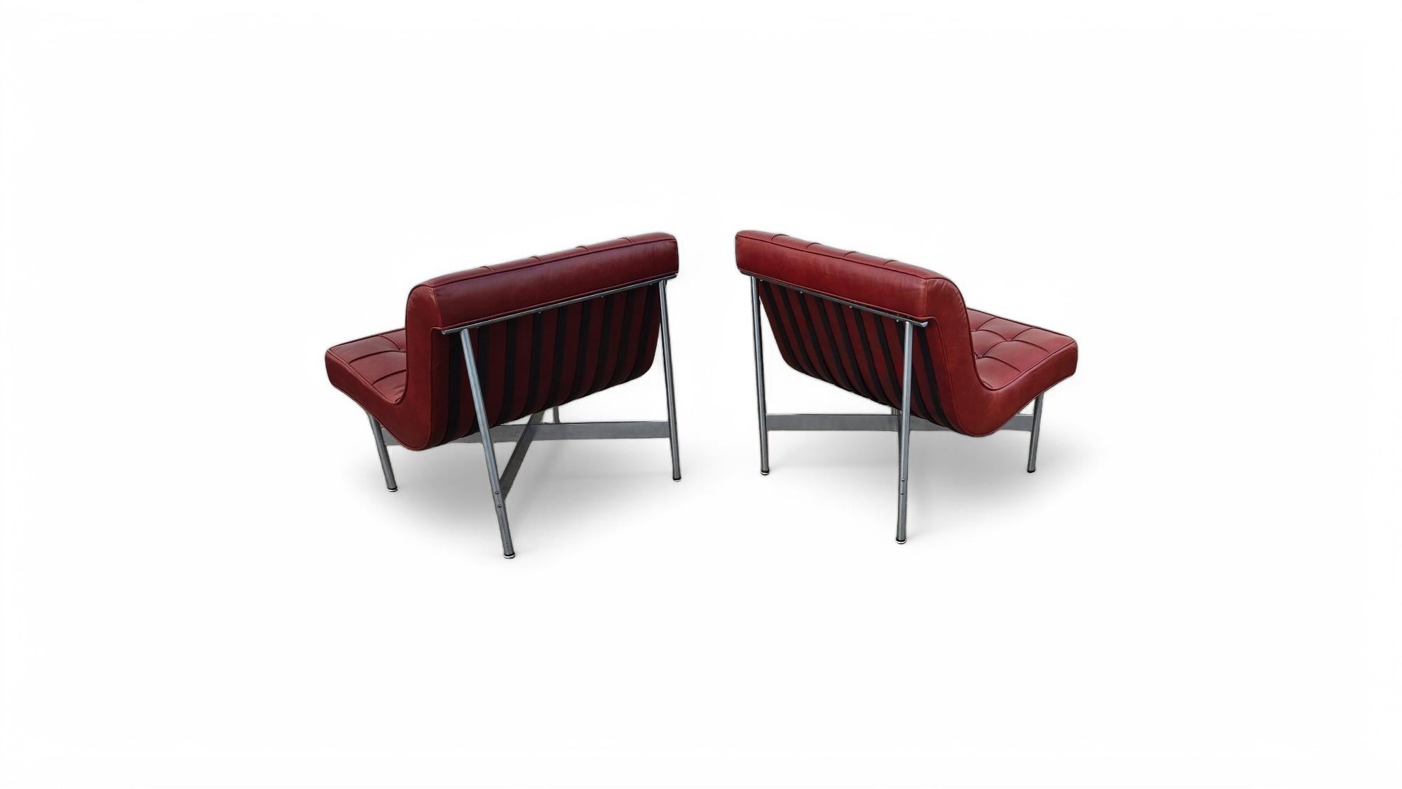 Pair of Laverne Leather Lounge Chairs For Sale 8