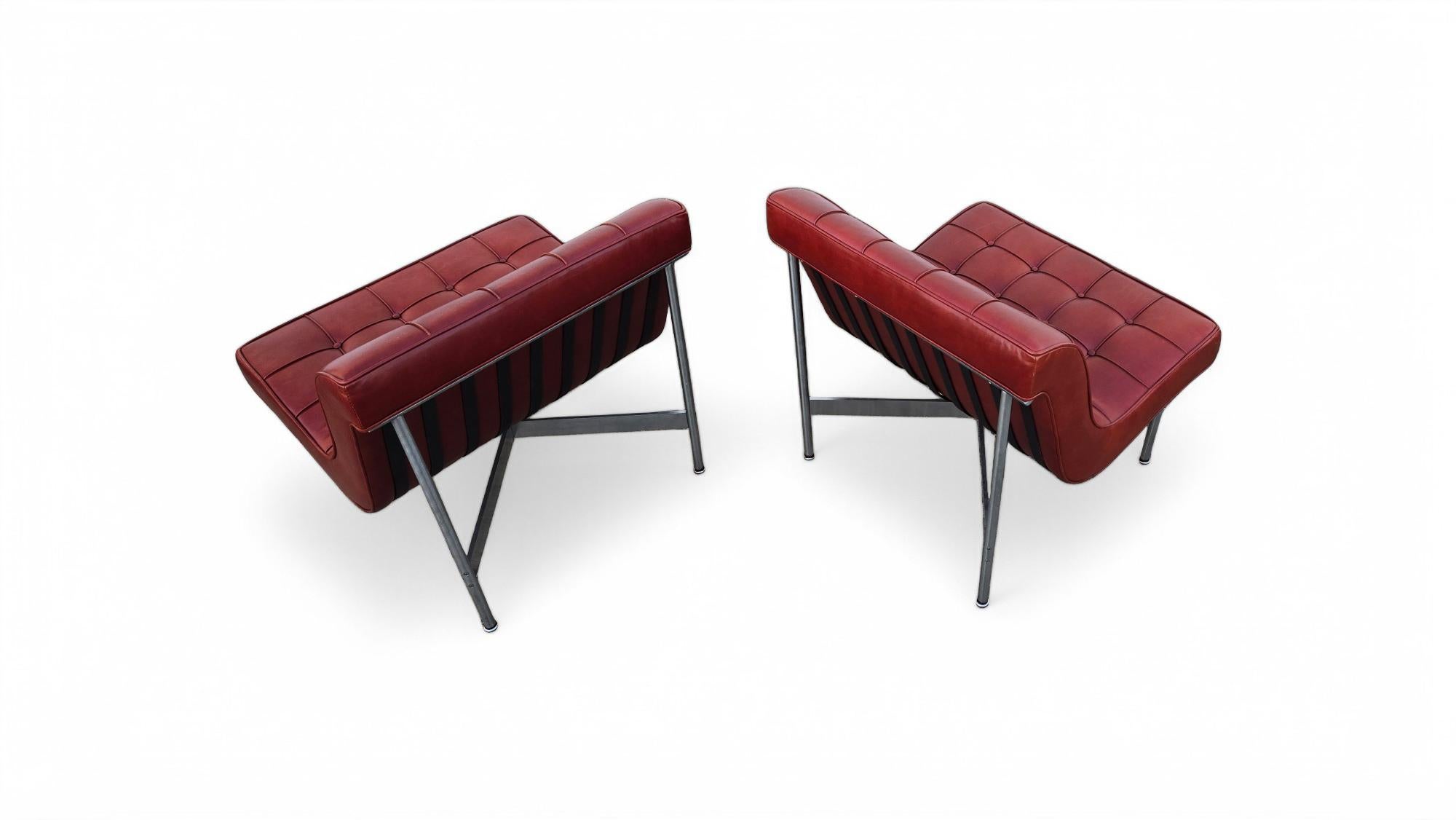 Pair of Laverne Leather Lounge Chairs For Sale 9