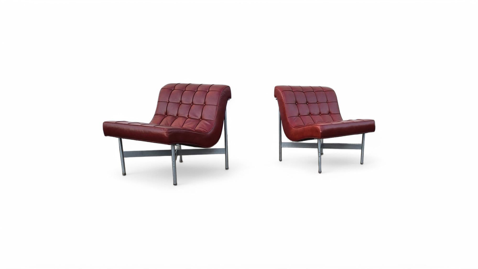 Pair of Laverne Leather Lounge Chairs For Sale 10