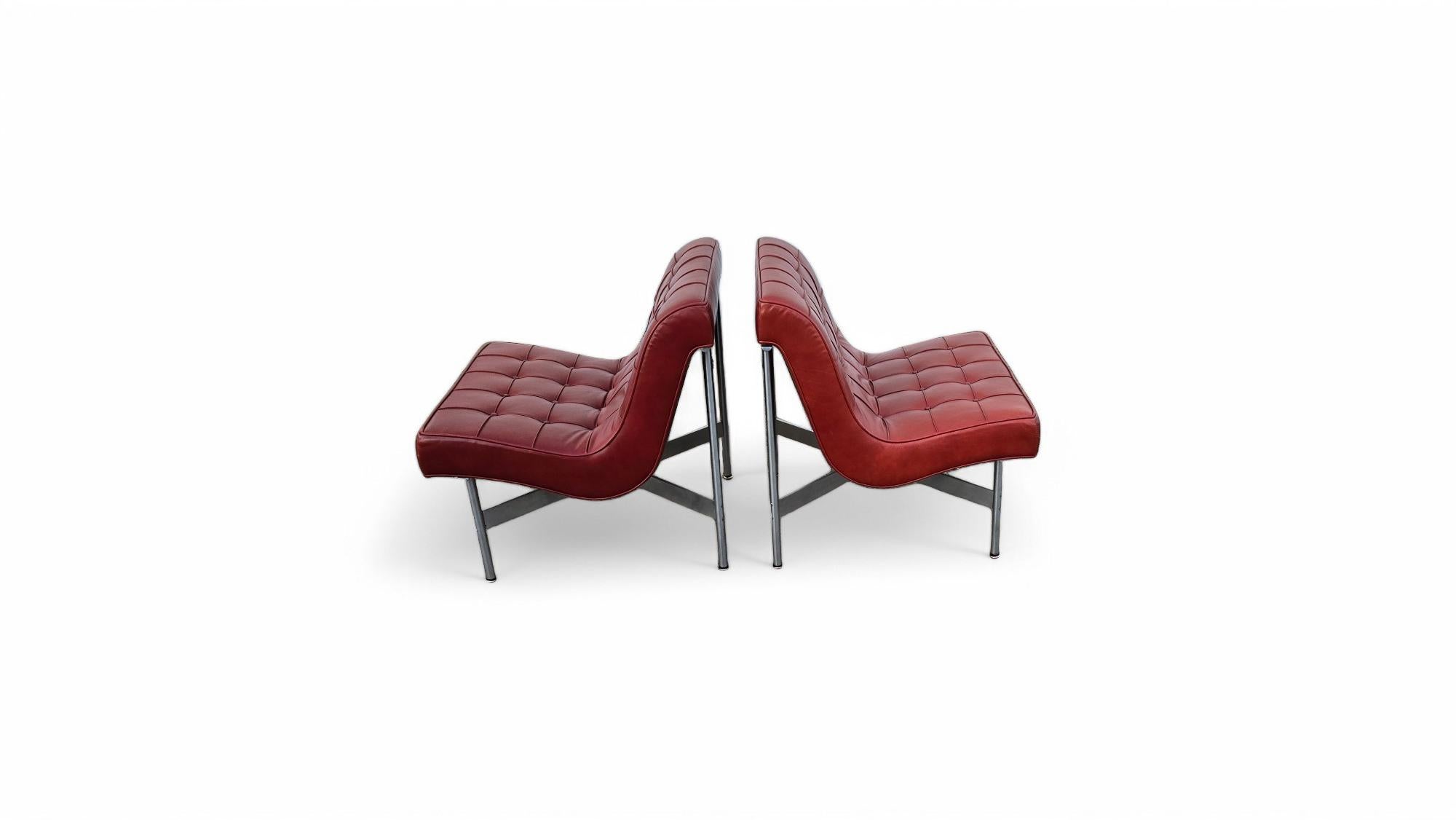 Pair of Laverne Leather Lounge Chairs For Sale 13