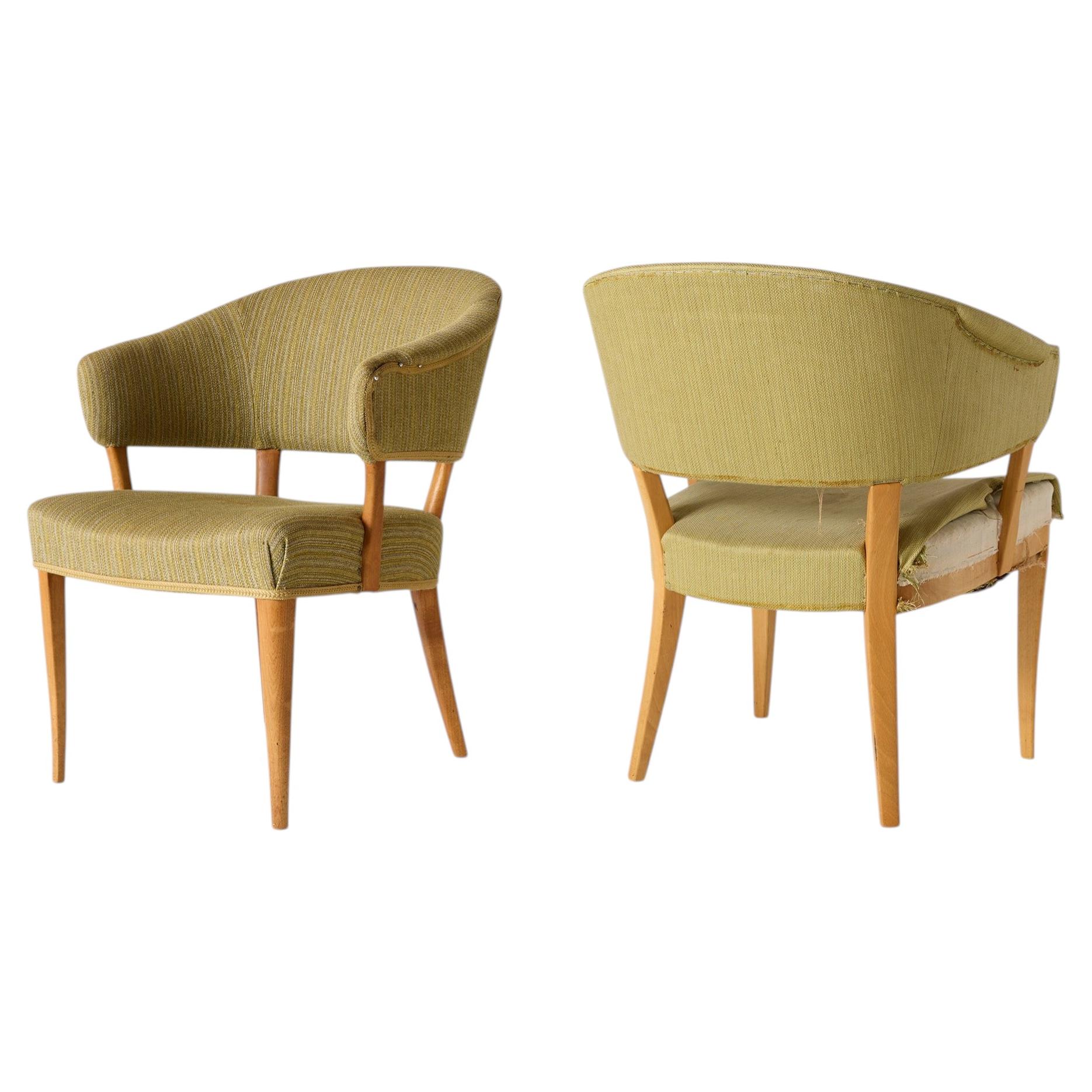 Pair of Lazy Count Armchairs by Carl Malmsten For Sale