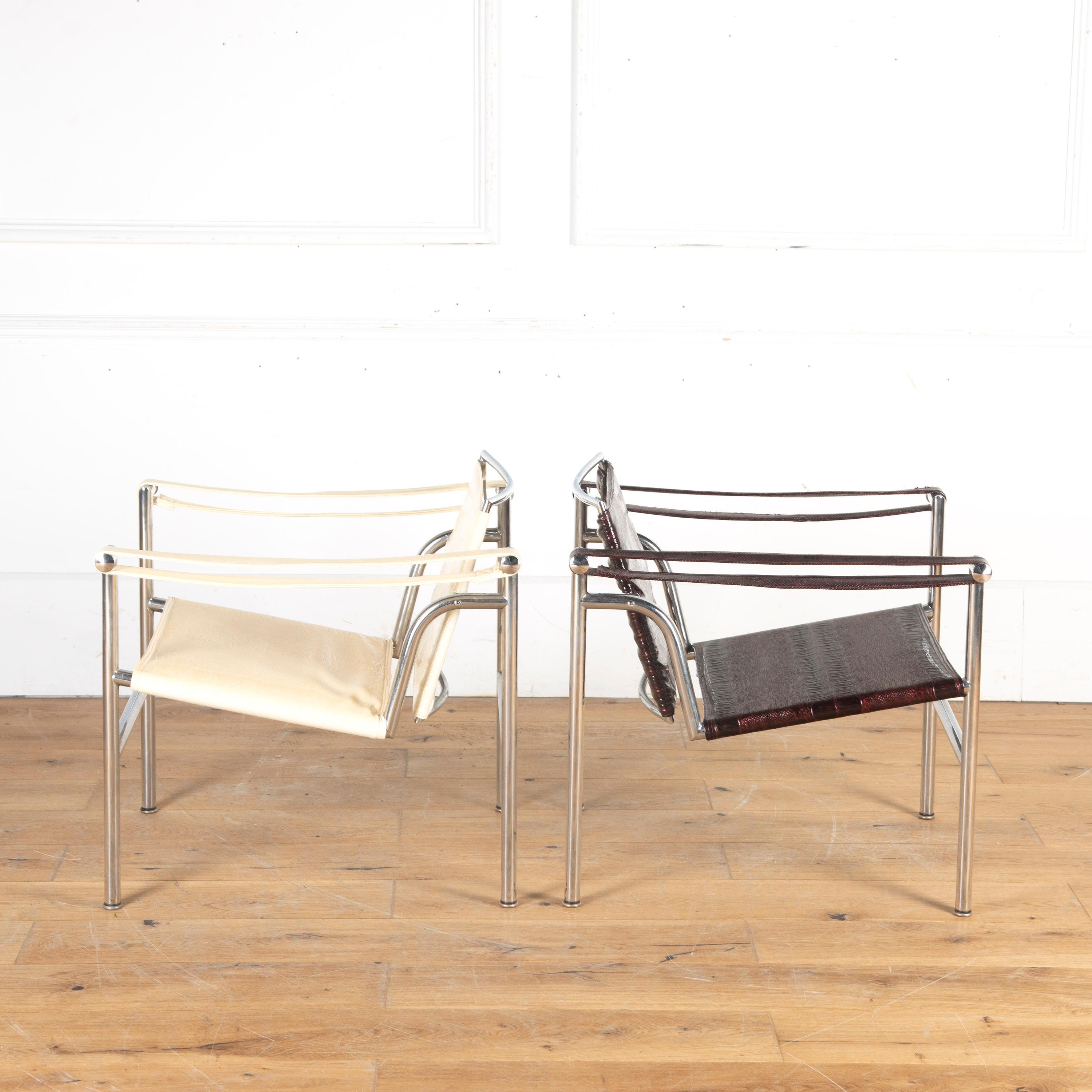 Modern Pair of LC1 Basculant Armchairs