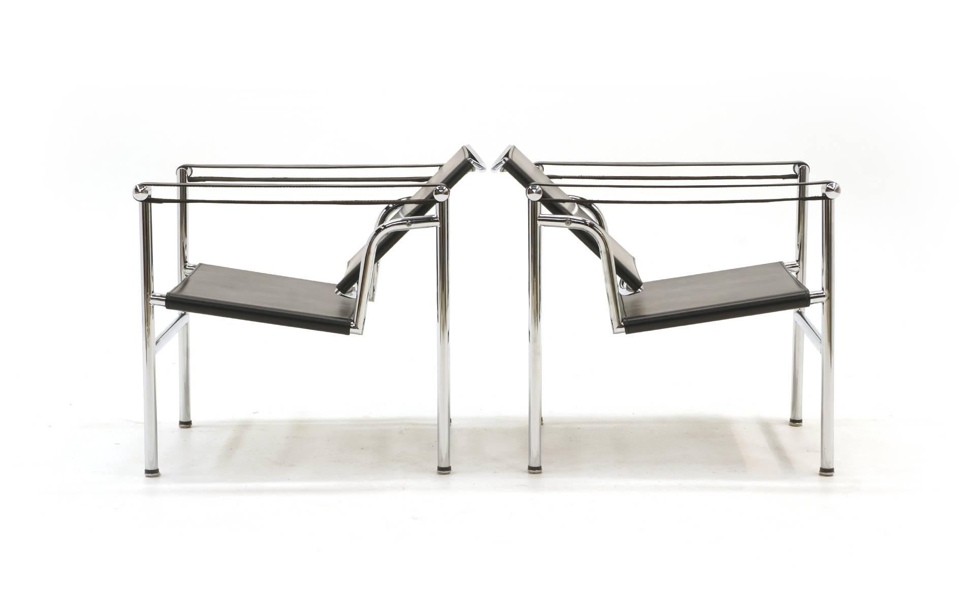 Bauhaus Pair of LC1 Chairs Designed by Le Corbusier, Produced by Gavina