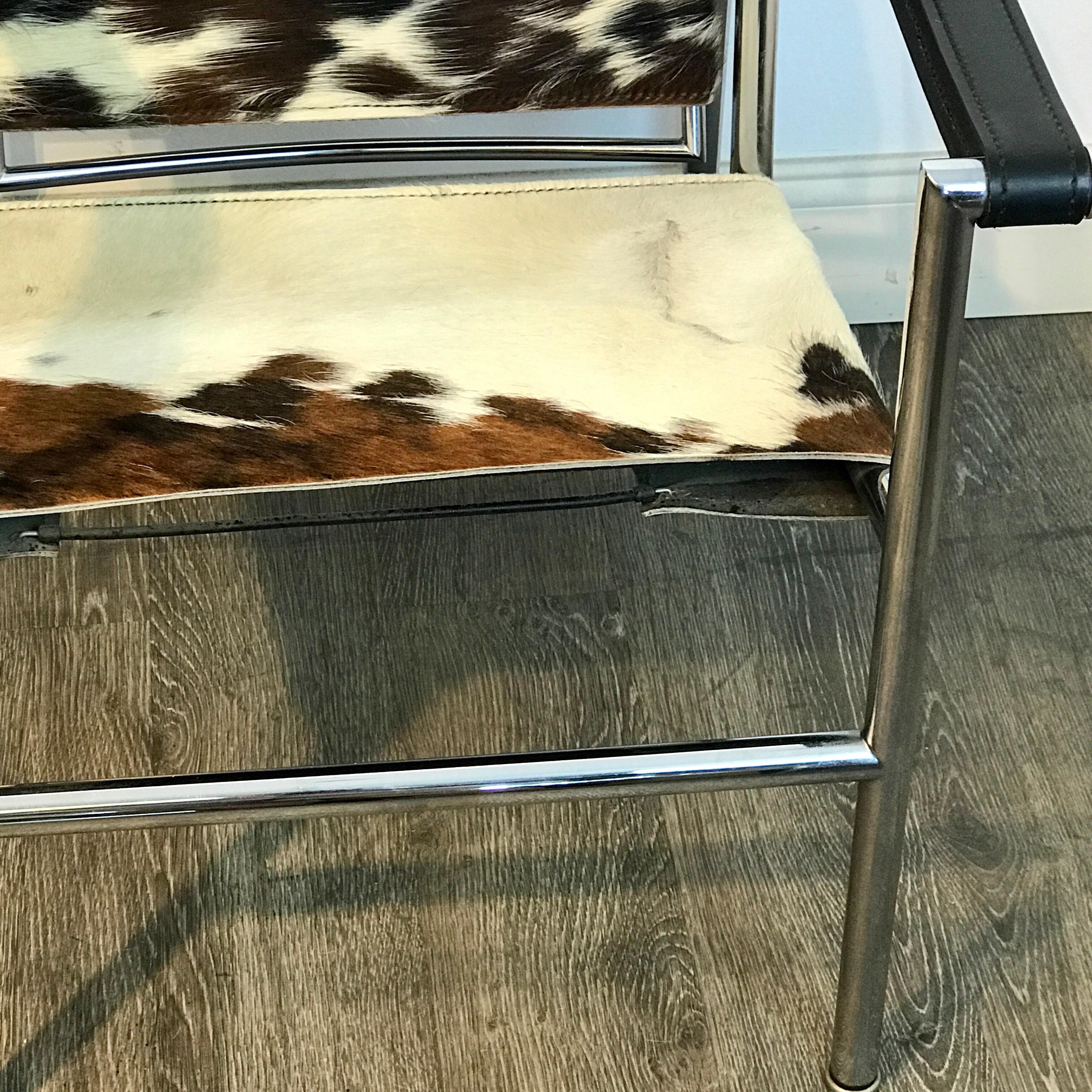 Italian Pair of LC1 Sling Chairs in Cowhide, by Cassina