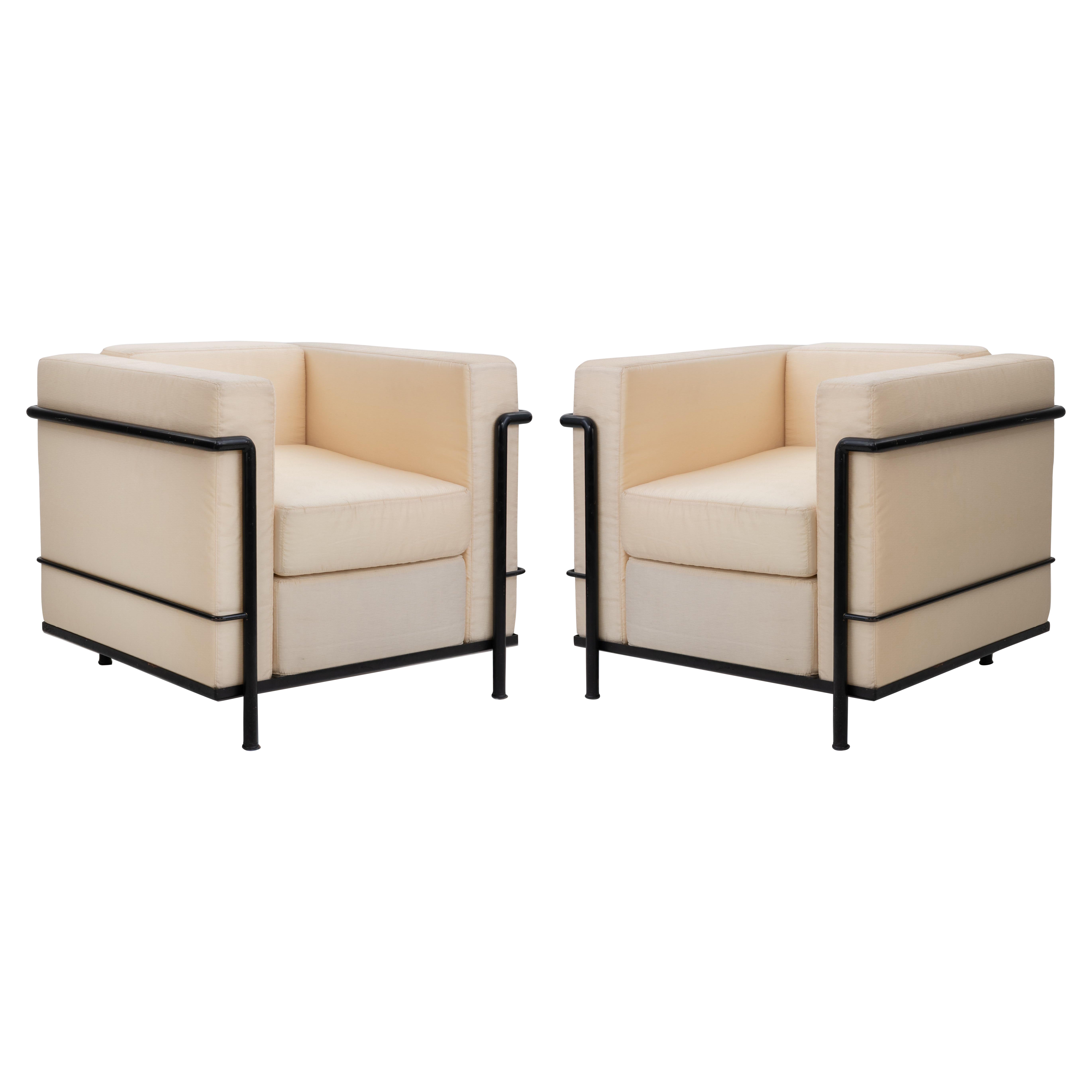 Pair of LC2 Armchairs by Le Corbusier for Cassina, Italy 1970s