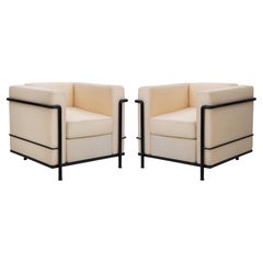 Pair of LC2 Armchairs by Le Corbusier for Cassina, Italy 1970s