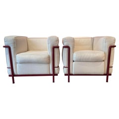 Pair of LC2 armchairs designed by Le Corbusier for Cassina, Circa 1970