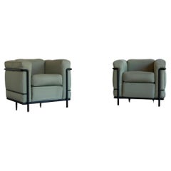 Pair of LC2 Armchairs for Cassina, Designed by Le Corbusier, Perriand, Jeanneret