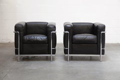 Pair of 'LC2' Club Chairs by Le Corbusier for Cassina, Signed